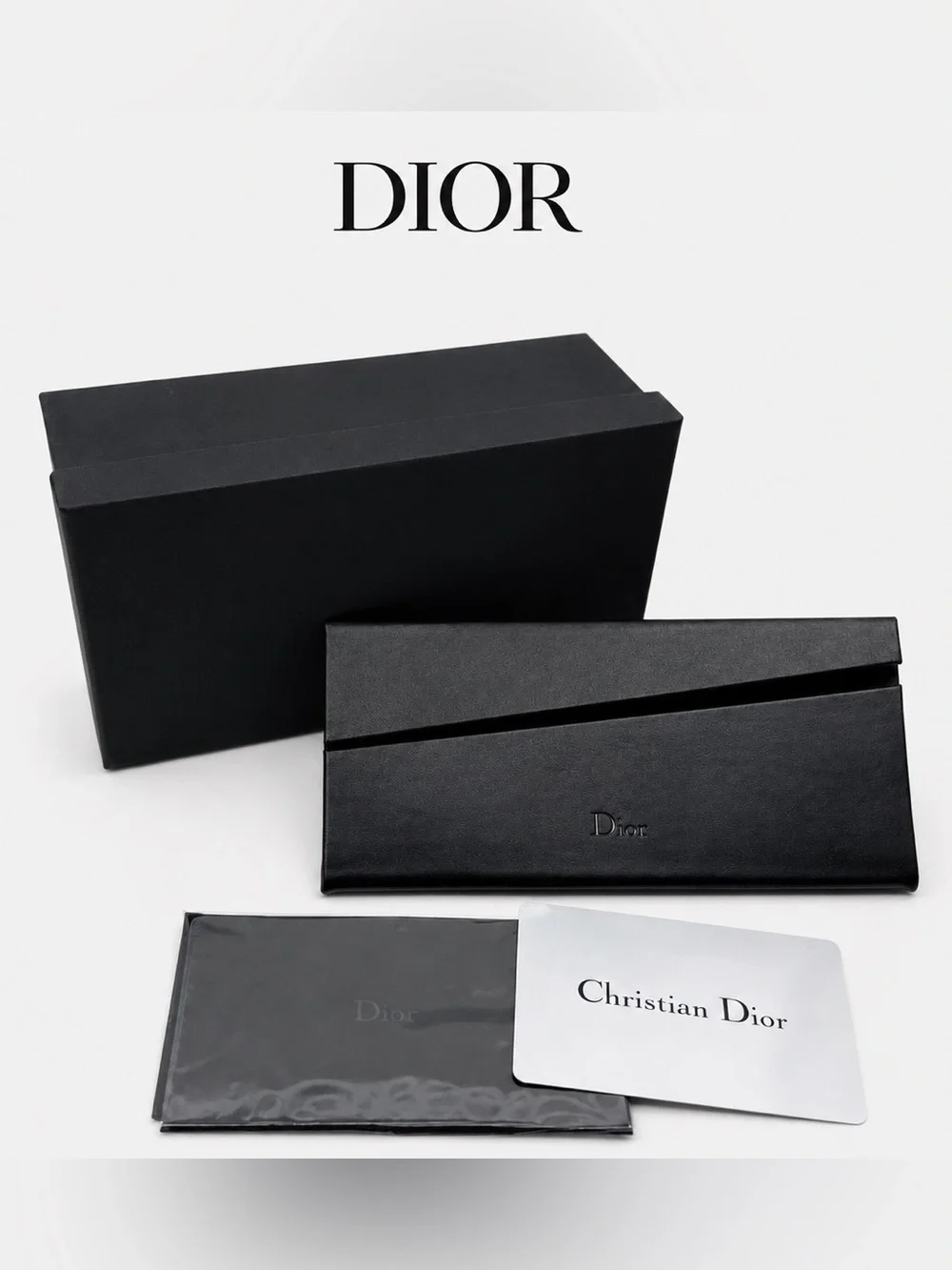 Christian Dior FOLDABLE Eyeglasses Case & Original Gift Box Set – Black